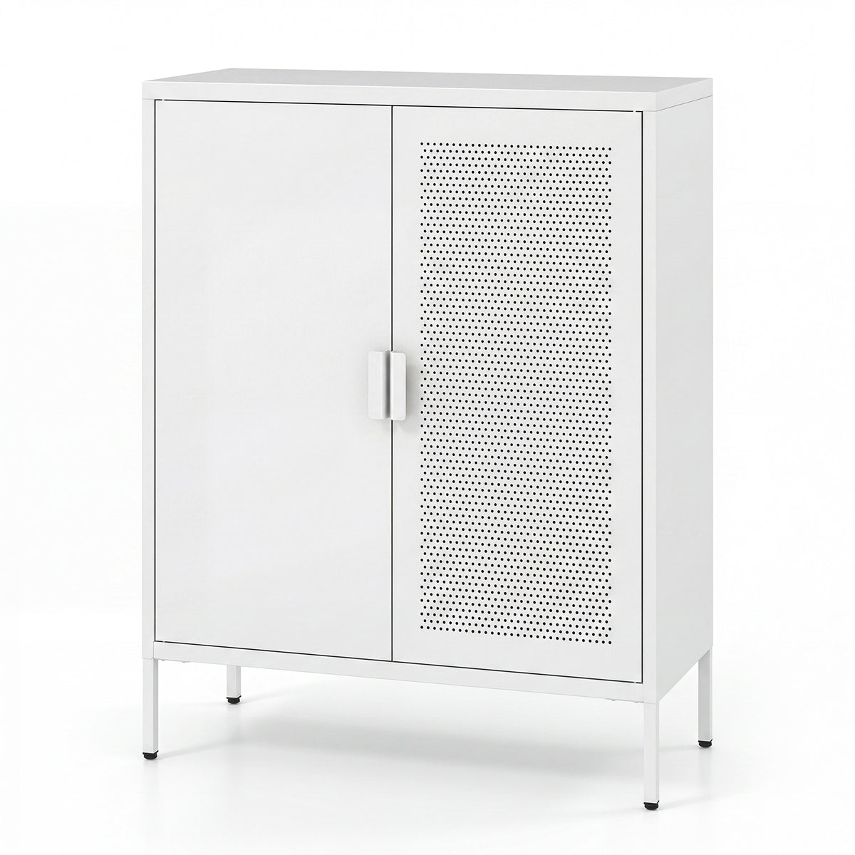 Metal Buffet Sideboard with 2 Doors and Adjustable Shelves-White