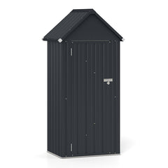 Metal Garden Tool Shed with 3 Adjustable Shelves-Dark Grey