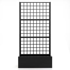 Metal Raised Garden Bed with Trellis and Drainage Holes-Black