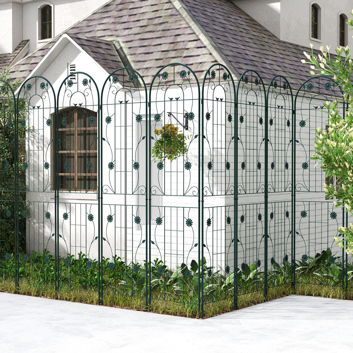 2 Pack 220 cm x 50 cm Metal Garden Trellis for Climbing Plants-Green