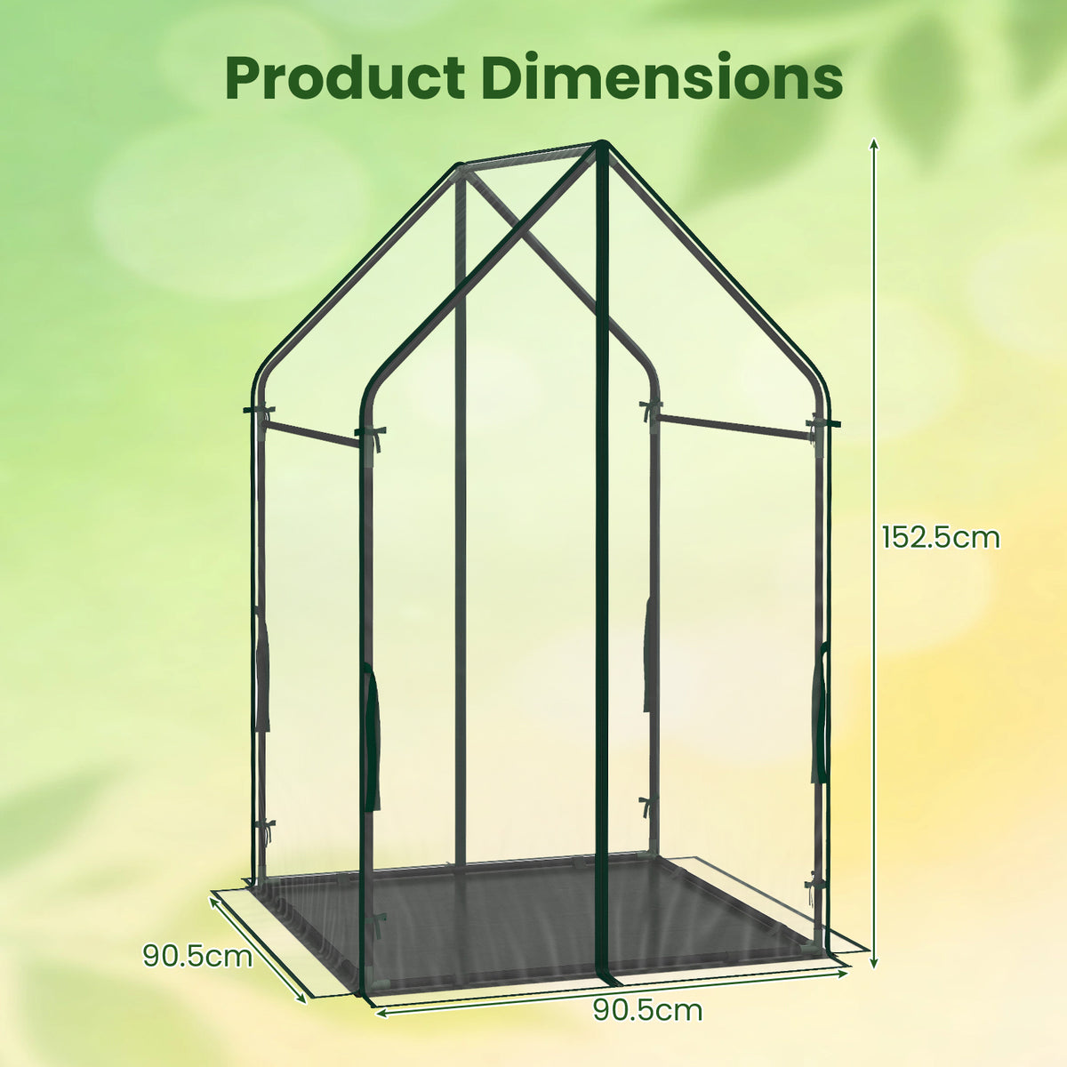 Mini Green House Metal Frame with Waterproof Bottom Mat and Wind Ropes-L