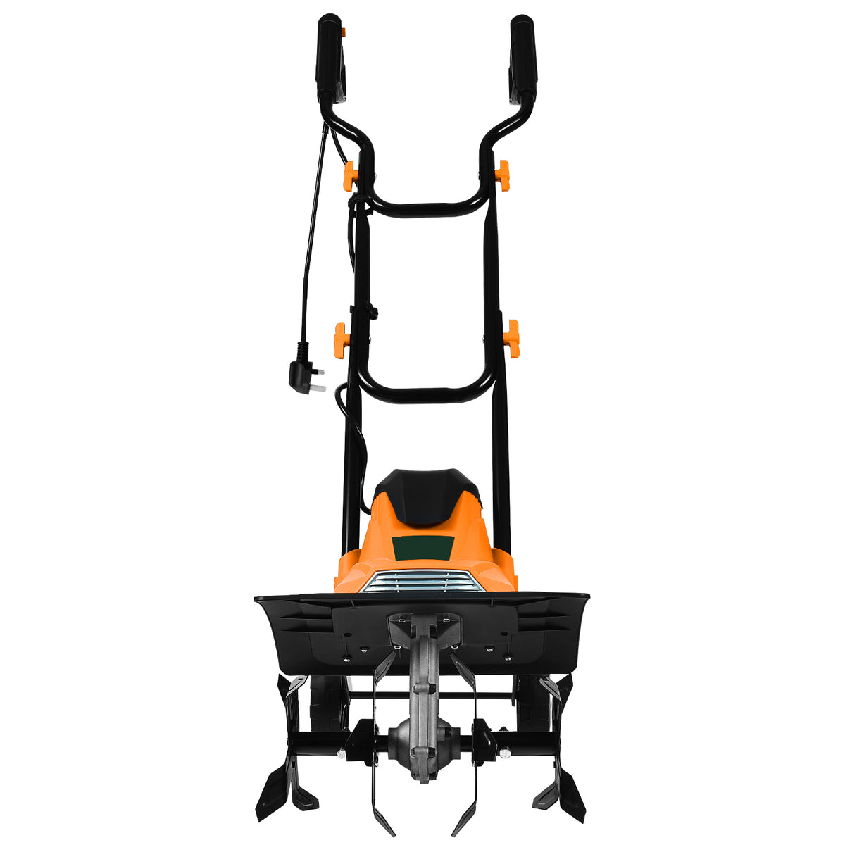 Mini Cultivator with Foldable Handle and Adjustable Wheels-Orange