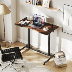 The office desk with a chair and books in a home office setting