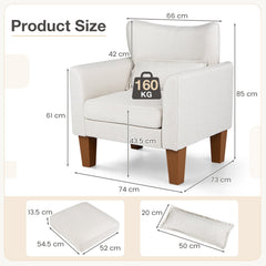 Modern Accent Chair with Removable Cushion and Pillow for Living Room-Beige