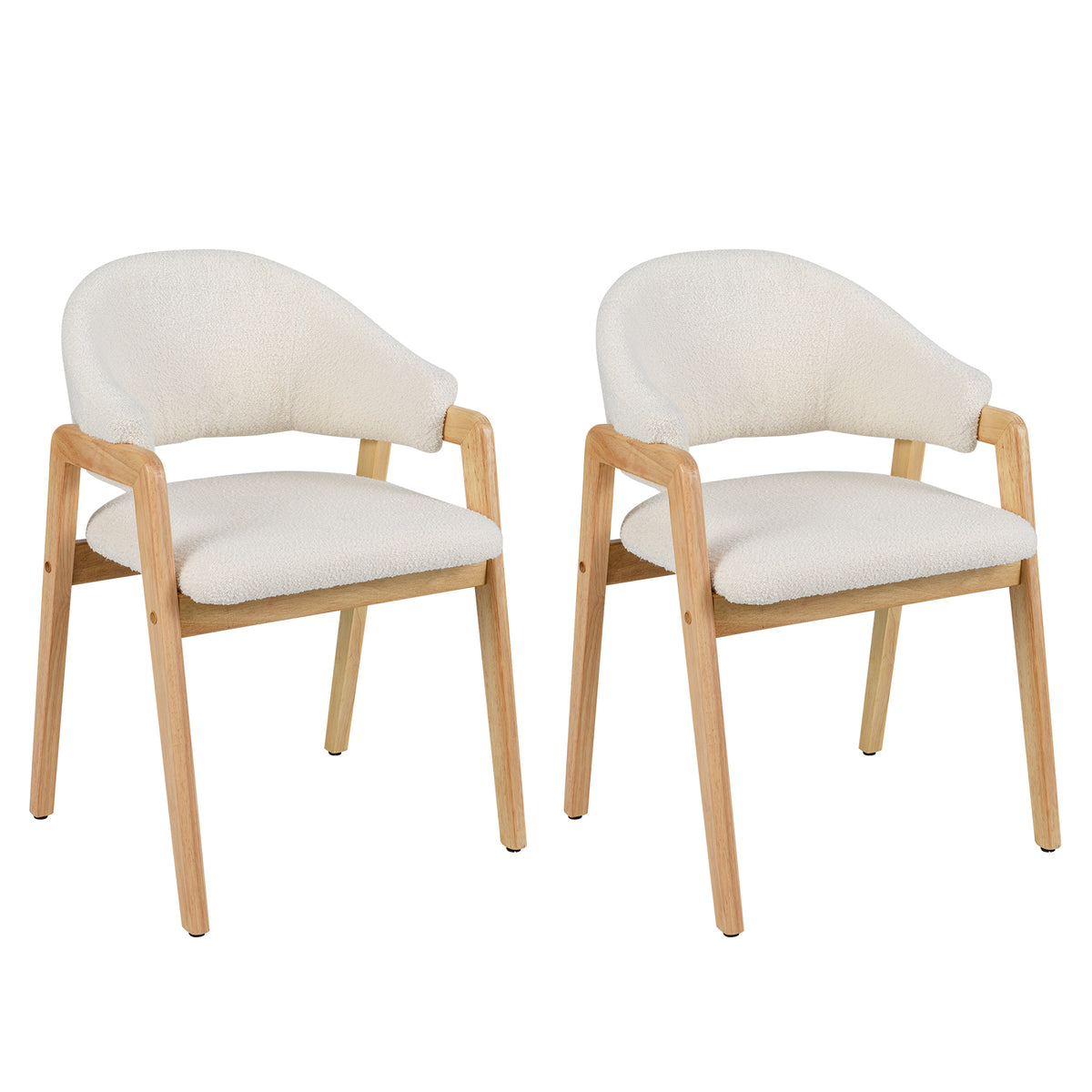 Modern Dining Chair Set of 2 with Padded Seat and Ergonomic Curved Backrest-White