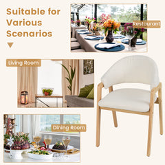 Modern Dining Chair Set of 2 with Padded Seat and Ergonomic Curved Backrest-White