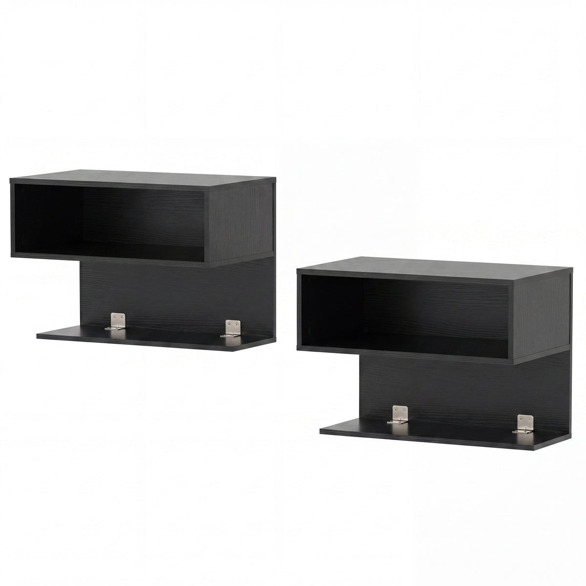 Modern Floating Nightstand with Storage Shelves for Living Room and Bed Room-Black