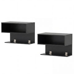 Modern Floating Nightstand with Storage Shelves for Living Room and Bed Room-Black