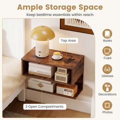 Modern Floating Nightstand with Storage Shelves for Living Room and Bed Room-Rustic Brown
