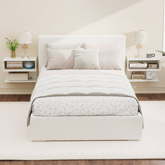 Modern Floating Nightstand with Storage Shelves for Living Room and Bed Room-White