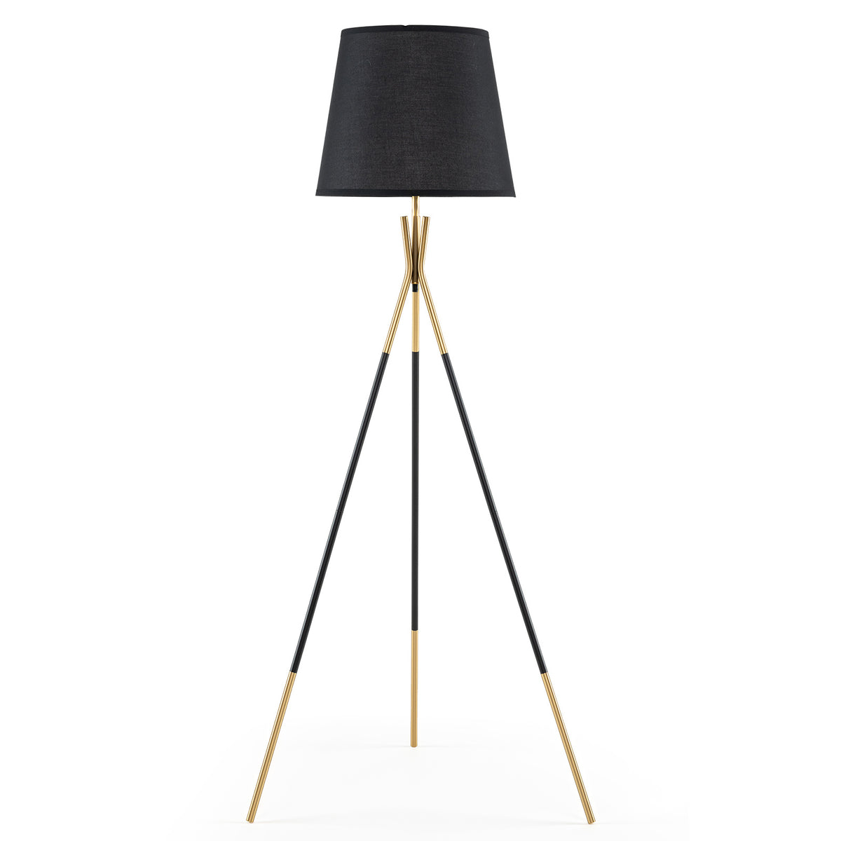 Modern Metal Tripod Floor Lamp with Fabric Shade157 cm Tall Standing Lamp-Black