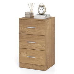 Modern Nightstand End Table with 3 Storage Drawers 2 Anti-tip Kits-Natural