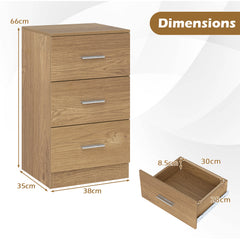Modern Nightstand End Table with 3 Storage Drawers 2 Anti-tip Kits-Natural