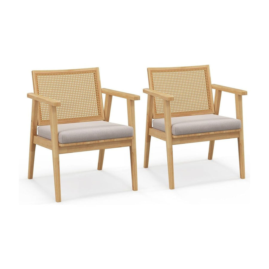 Modern Accent Chair with Solid Rubber Wood Frame-Natural