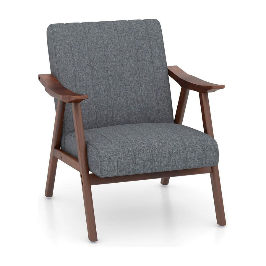 Modern Accent Chair with Armrests and Rubber Wood Frame-Light Grey