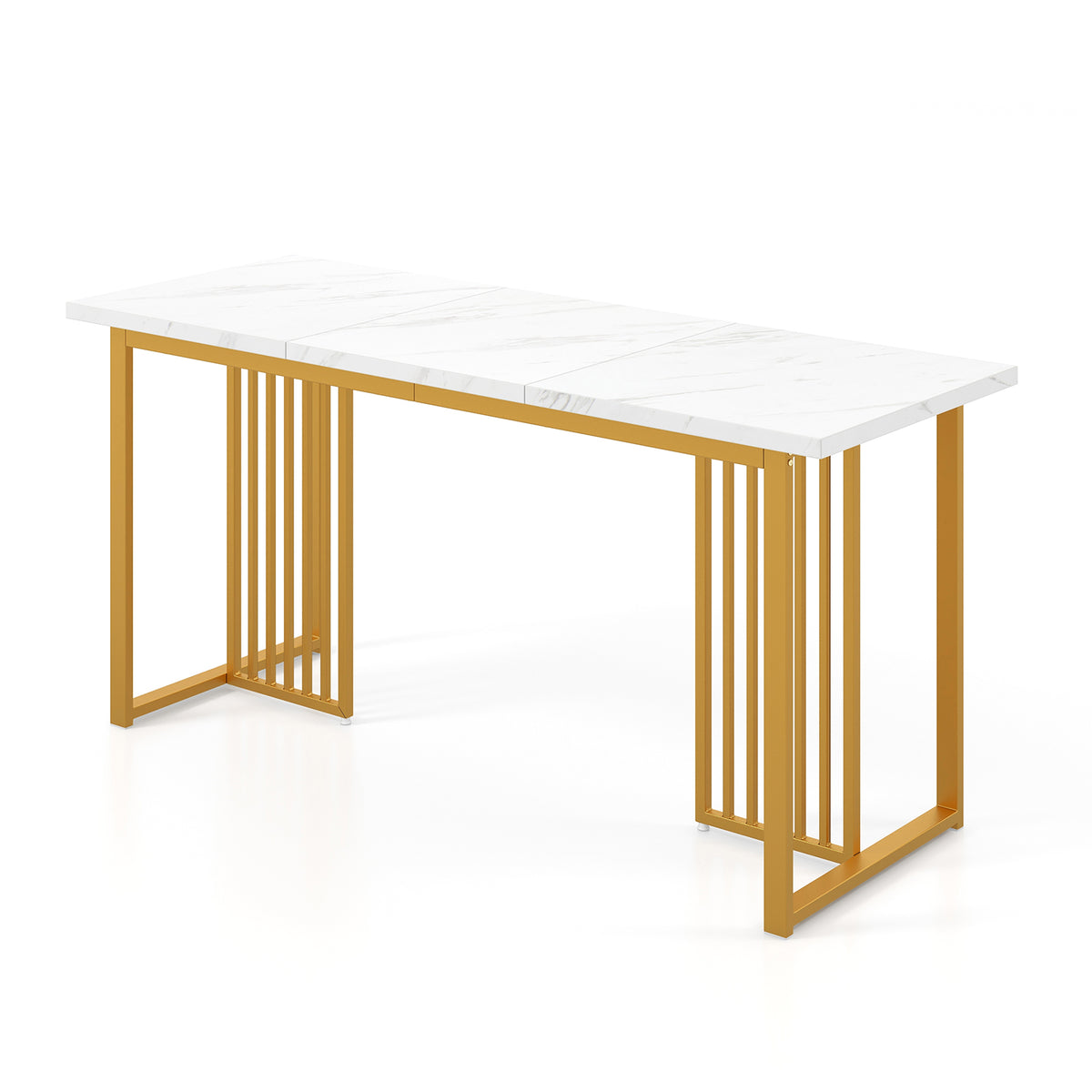 Modern Dining Table with Faux Marble Tabletop for 6-8 People-White