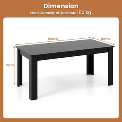 Dimension diagram of the black rectangular dining table showing measurements