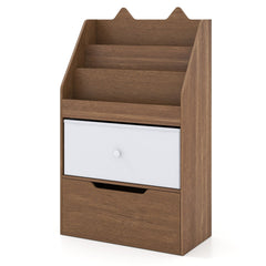 Montessori Wooden Toddler Bookcase & Toy Storage Organizer for Nursery-Natural