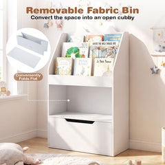 Montessori Wooden Toddler Bookcase & Toy Storage Organizer for Nursery-White