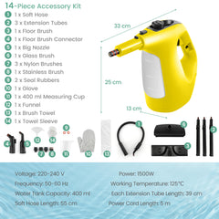 Multi-Surface Handheld Steam Cleaner with Safety Lock-Yellow