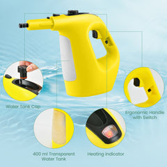 Multi-Surface Handheld Steam Cleaner with Safety Lock-Yellow