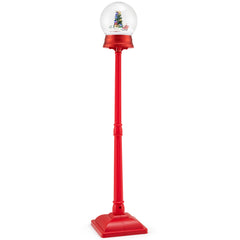 5 Feet Musical Christmas Street Lamp Snow Globe Lantern on Stand with 8 Tunes-Red