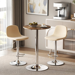 HOMCOM Round Bar Table, 360 Degree Swivel Counter Pub Table with Adjustable Height, for Kitchen, Cafe, Rustic Brown