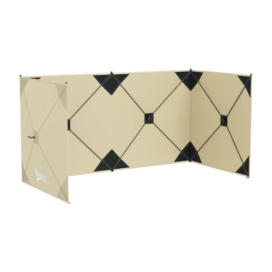 Outsunny Camping Windbreak Pop Up Windbreaker Blocker in a beige colour with black corner accents