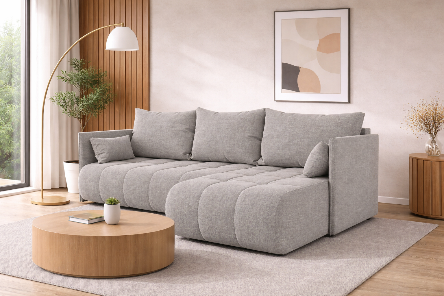 Corner Sofa Bed NESSA Light grey