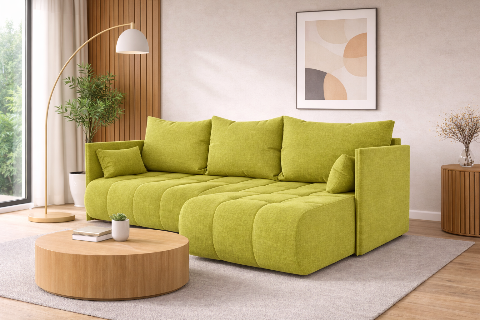 Corner Sofa Bed NESSA Lime green