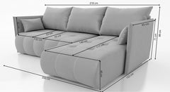 Corner Sofa Bed NESSA Duck Egg Blue