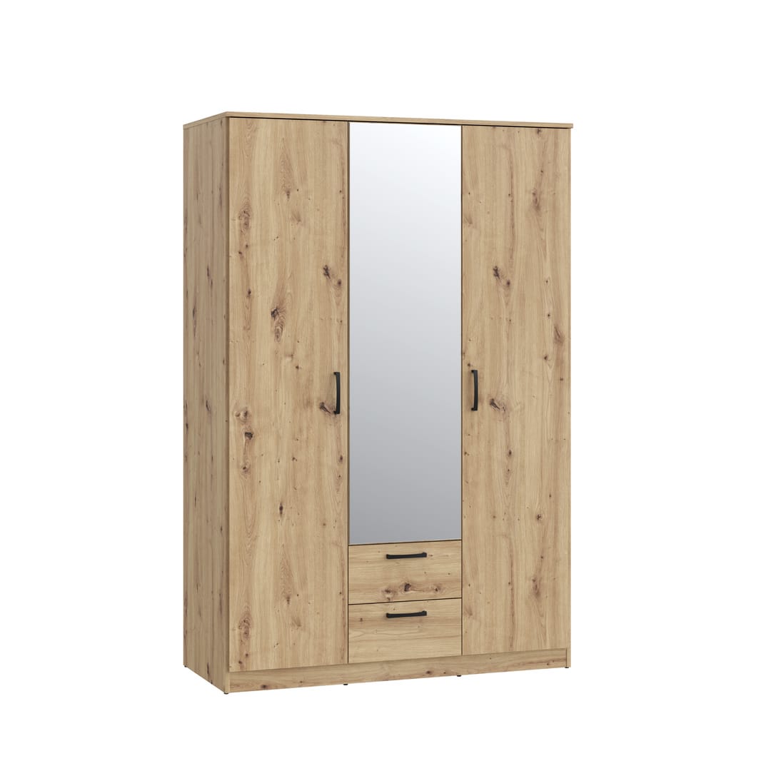 Niko Hinged Door Wardrobe 123cm in Oak Artisan, image 2