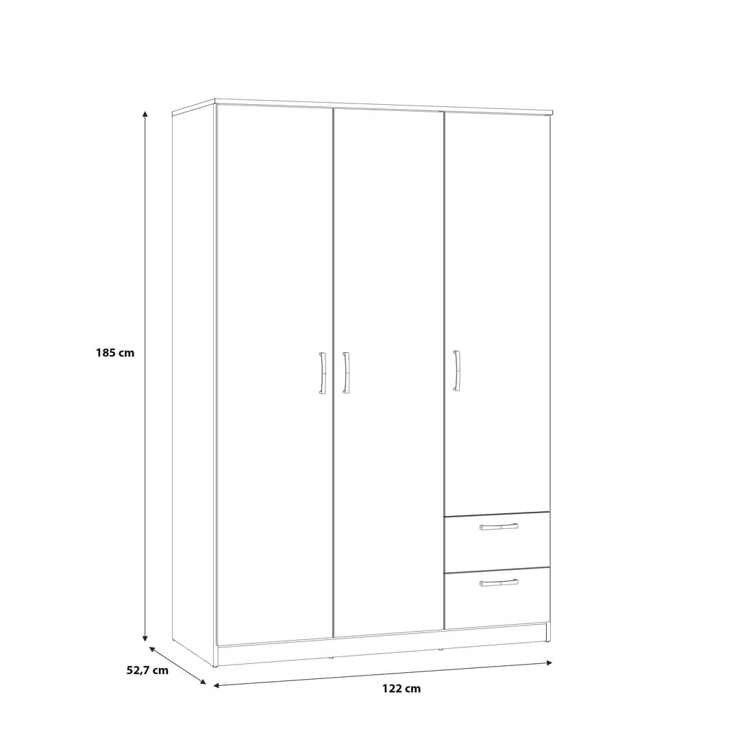 Niko Hinged Door Wardrobe 123cm in Oak Artisan, image 6