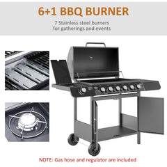 Outsunny Seven-Burner Gas BBQ Grill in Grey