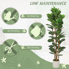 HOMCOM 180cm Artificial Fiddle Leaf Fig Tree - Green