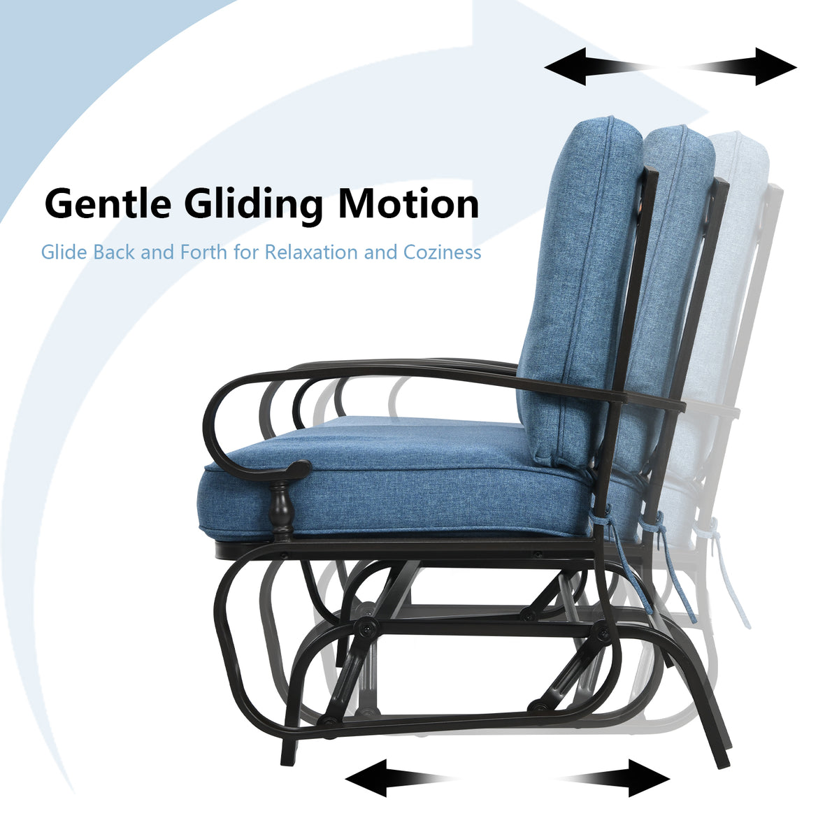 2-Person Patio Glider Chair with Cushions-Navy