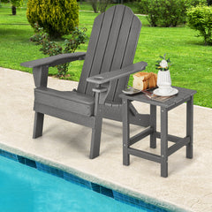 Patio Square HDPE Side Table for Balcony Backyard Lawn-Grey