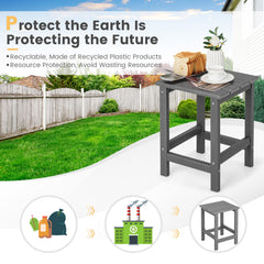 Patio Square HDPE Side Table for Balcony Backyard Lawn-Grey
