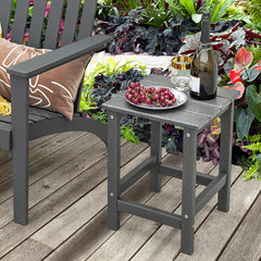 Patio Square HDPE Side Table for Balcony Backyard Lawn-Grey
