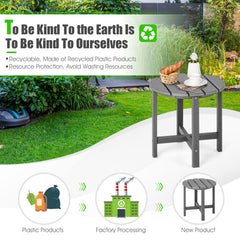 Patio Round HDPE Side Table for Yard Porch Garden-Grey