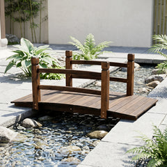 Decorative Outdoor Walkway Bridge with Railings for Farm or Backyard-Brown
