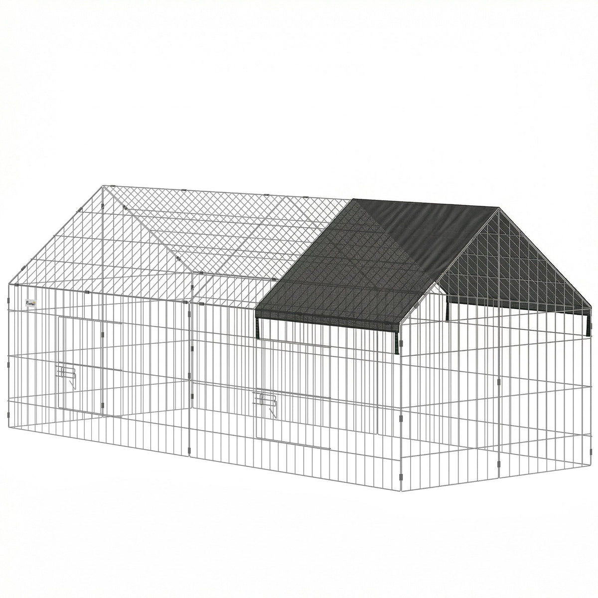 PawHut Rabbit Run with Protective Cover for Small Animals, Chickens, Guinea Pigs, Tortoises, 180 x 75 x 75 cm, Black