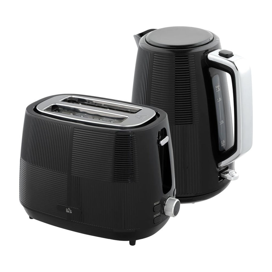 HOMCOM Kettle and Toaster Set in black with a textured finish on a plain white background