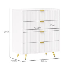 HOMCOM Elegant Four-Drawer Bedside Table - White
