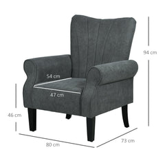 HOMCOM Upholstered Accent Chair with Rolled Arms and Wood Legs, Armchair for Living Room Bedroom, Grey - product image 3