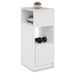 Narrow Nightstand with Drawer and 2 Storage Compartments for Small Spaces-White