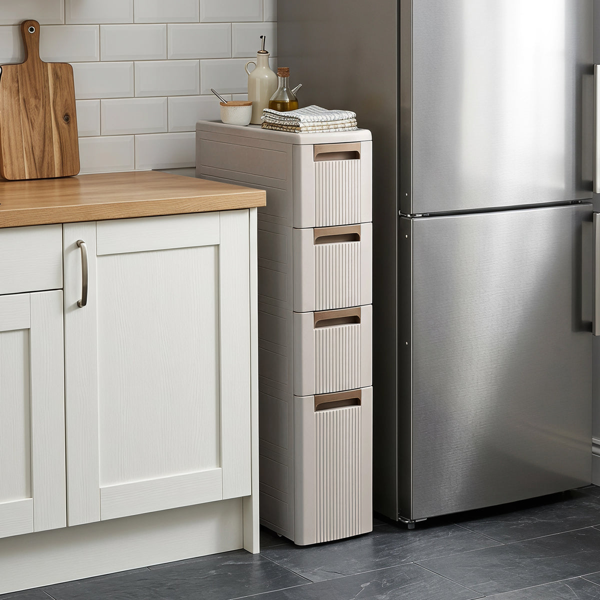 Narrow Storage Cabinet with 2/3/4 Drawers and Wheels-4 Drawers