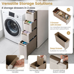 Narrow Storage Cabinet with 2/3/4 Drawers and Wheels-4 Drawers