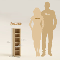 HOMCOM Set of 2 CD Media Display Shelf Unit Tower Rack with Adjustable Shelves, Oak