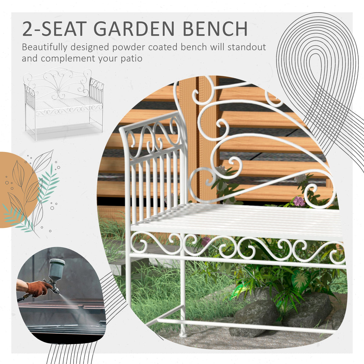 Outsunny Heavy-Duty Garden Bench-White